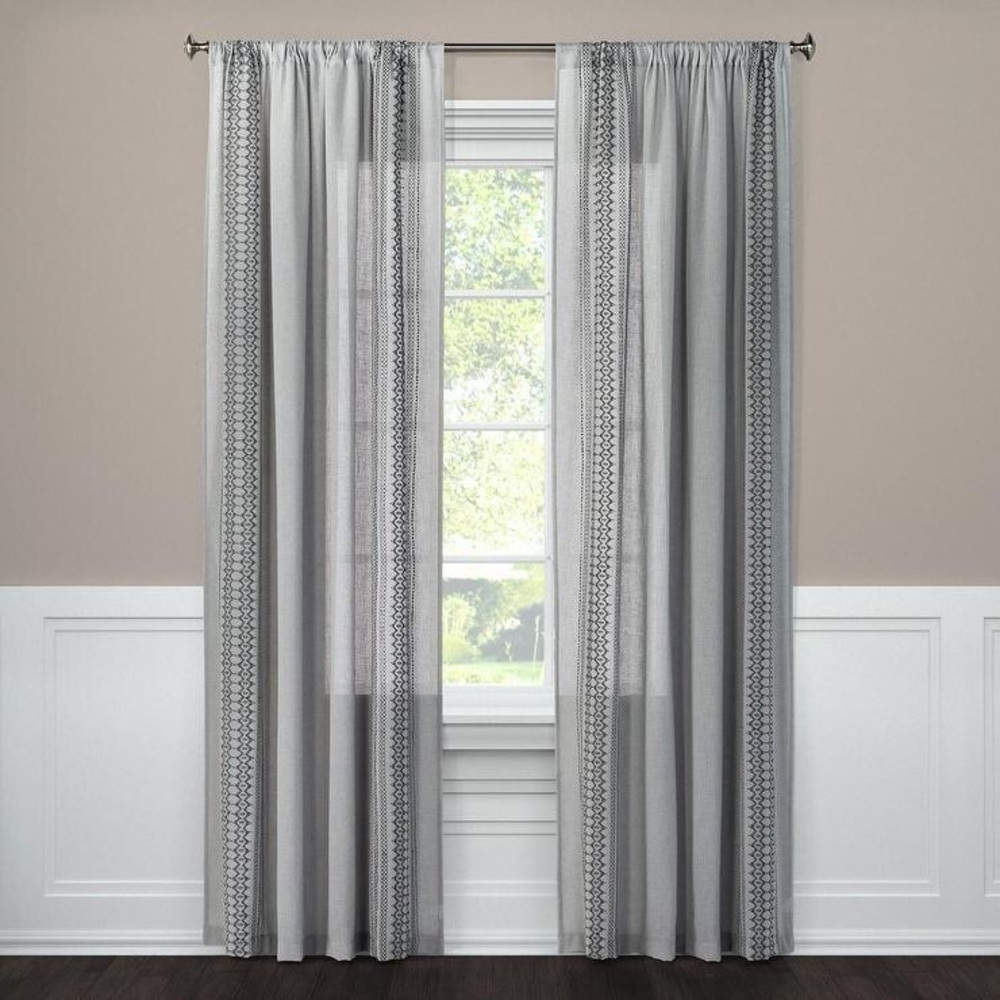 Stitched Edge Sheer Nate Berkus Curtain Panel